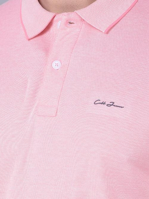 COBB SOLID ROSE PINK POLO NECK T-SHIRT