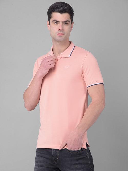 COBB SOLID LIGHT PEACH POLO NECK T-SHIRT