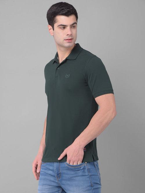 COBB SOLID BOTTLE GREEN POLO NECK T-SHIRT