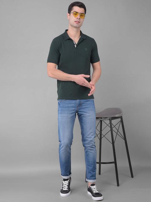 COBB SOLID BOTTLE GREEN POLO NECK T-SHIRT