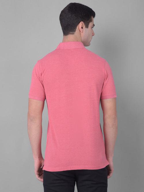 COBB SOLID SUNKIST CORAL POLO NECK T-SHIRT