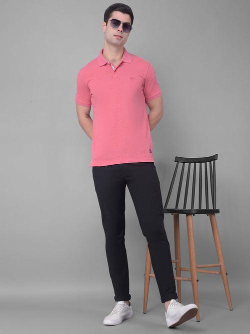 COBB SOLID SUNKIST CORAL POLO NECK T-SHIRT