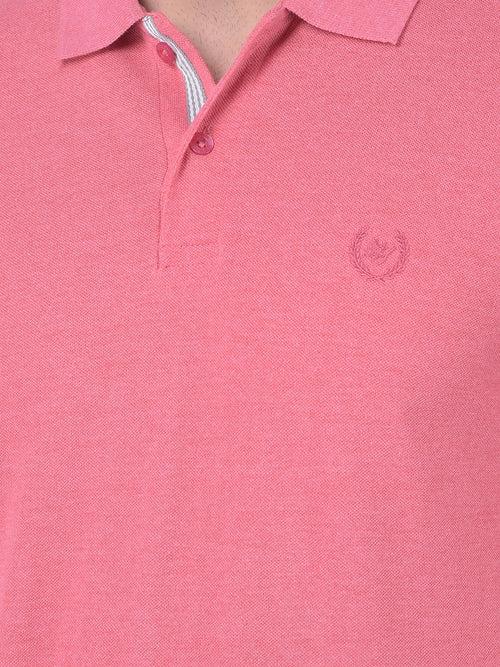 COBB SOLID SUNKIST CORAL POLO NECK T-SHIRT