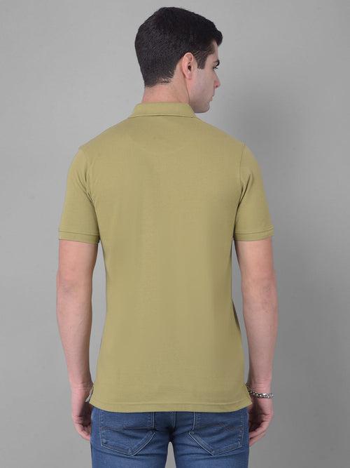 COBB SOLID LIGHT OLIVE POLO NECK T-SHIRT