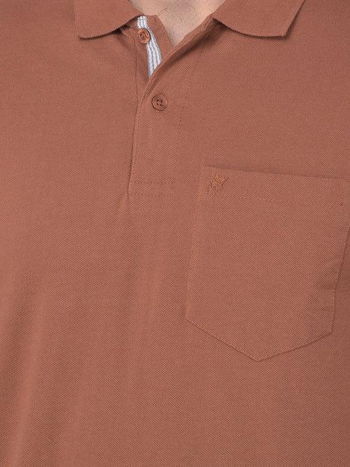 COBB SOLID GINGERBREAD BROWN POLO NECK T-SHIRT