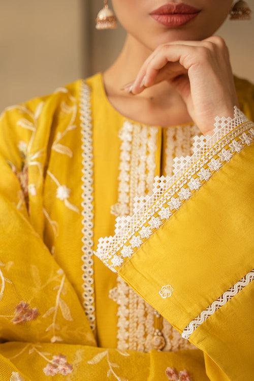 Cross Stitch Embroidered Mahiri Lawn – CEYLON YELLOW