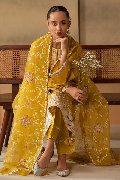 Cross Stitch Embroidered Mahiri Lawn – CEYLON YELLOW