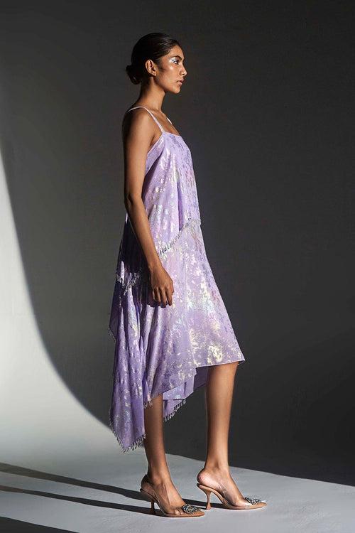 Lilac Metallic Jacquard Chandelier Dress