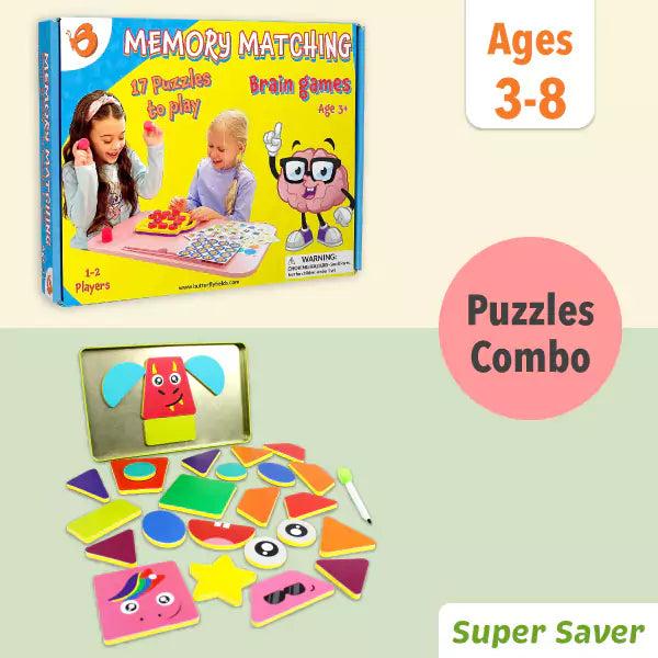 PuzzlePairs Plus: Memory Game + Magnetic Shapes | Ages 3-8yrs