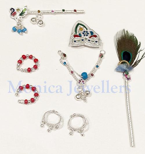 Silver Designer Krishna Jewellery Set Deity Ornament  (Lord Krishna)