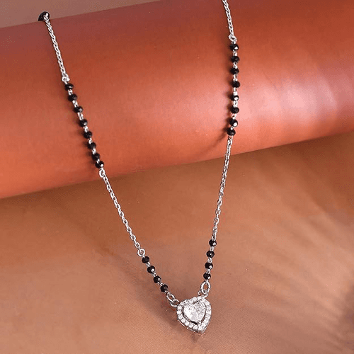 925 Sterling Silver Heart Shape Solitaire Mangalsutra