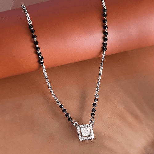 925 Sterling Silver Cubic Scarllet Mangalsutra With Link Chain