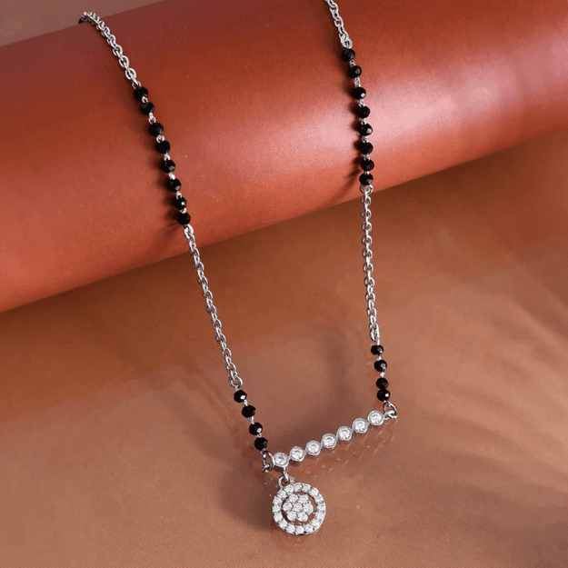 925 Sterling Silver Cubic Mangalsutra Pendant Chain