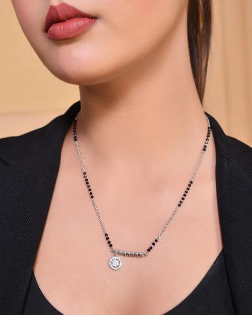 925 Sterling Silver Cubic Mangalsutra Pendant Chain