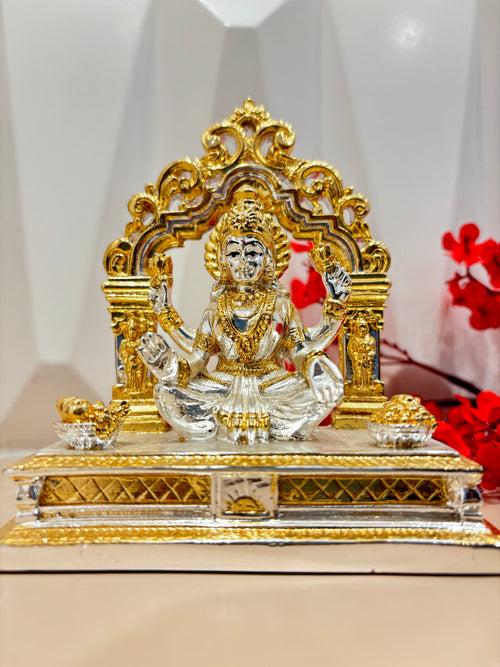 999 Original Gold and Silver Coated Lotus Laxmi Idol | Laxmi Idol Gold on Lotus | Goddess of Wealth | Diwali Dhanteras Housewarming Gift