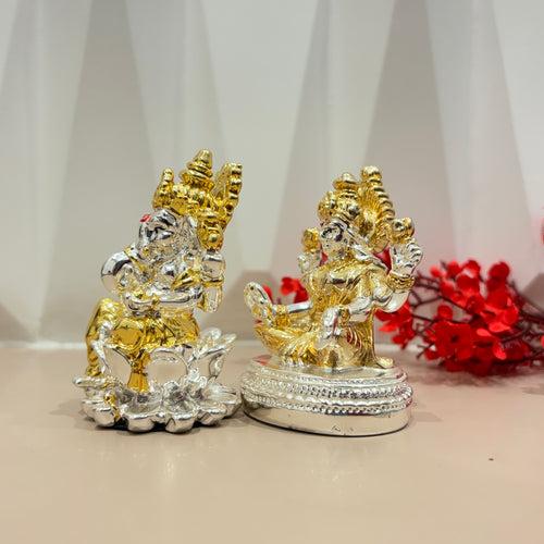 999 Gold Plated Lord Ganesh and Laxmiji Murti For Home Decor and Temple at home