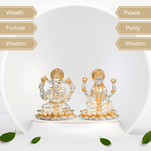 999 Gold Silver Plated Lakshmi Ganesh Idols