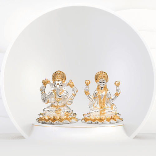 999 Gold Silver Plated Lakshmi Ganesh Idols