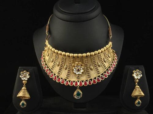 TRISHTY® 22KT Jadtar Necklace Set For Women