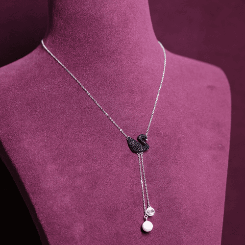 Sterling Silver Iconic Black Swan Y Necklaces