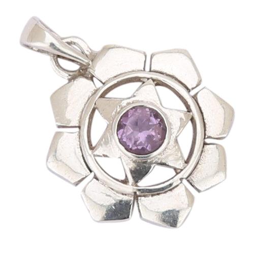 Amethyst 925 Sterling Silver Flower Pendant