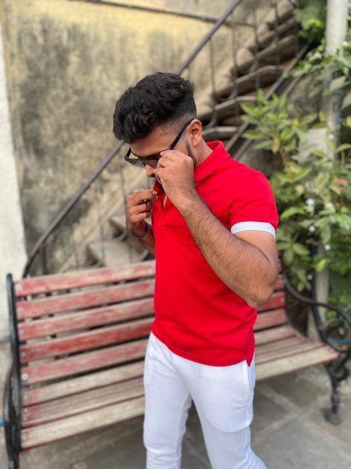 Red Combination Polo Tee