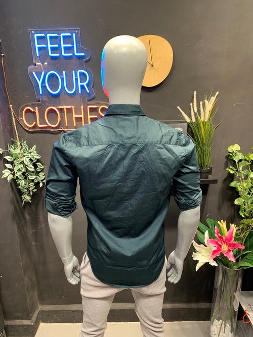 Green Plain Shirt with Loops in Sleeves