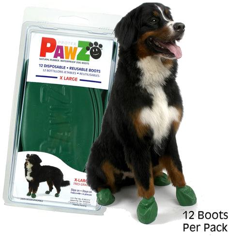 Pawz Waterproof Dog Boots - X Large - Green 12 PCS