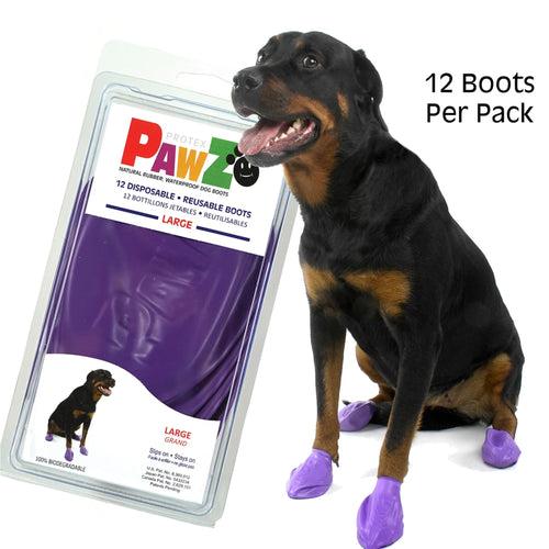 Pawz Waterproof Dog Boots - Large - Purple 12 PCS