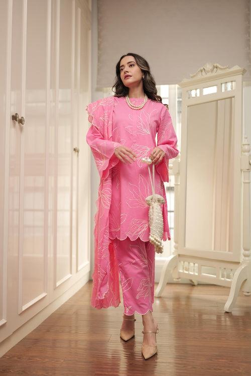 Pink Embroidered Suit Set