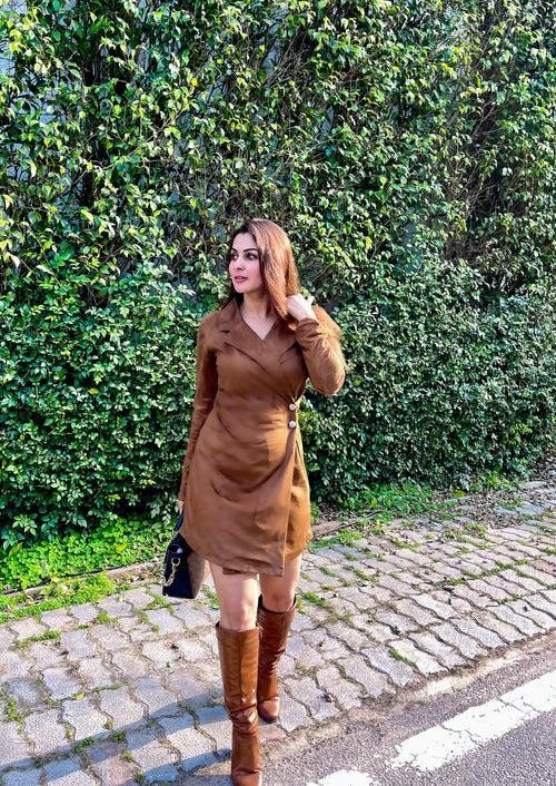 Brown Suede Coat Dress