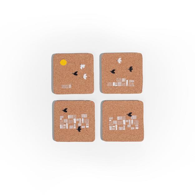 Birds-In-Flight Cork Coasters (Set of 4)