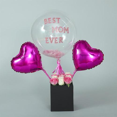 Best Mom Ever Balloons & Roses Box