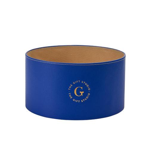 Medium Round Leather Blue Box