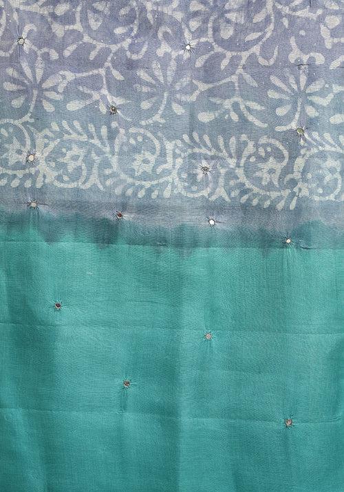 Sea Green and Grey Unstitched Super Net Salwar set