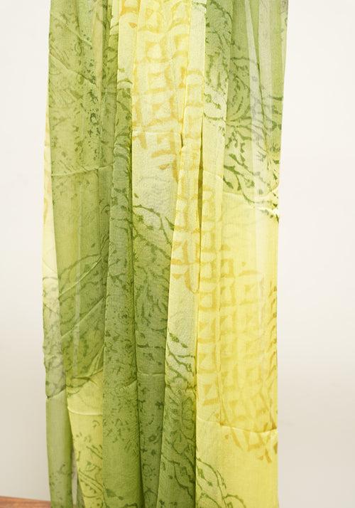 Mehandi Green and Lemon Yellow Unstitched Kota Salwar set