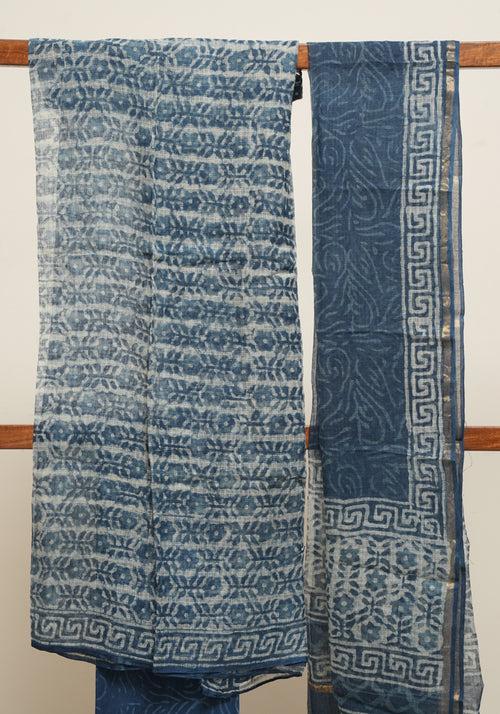 Indigo Unstitched Kota Salwar set