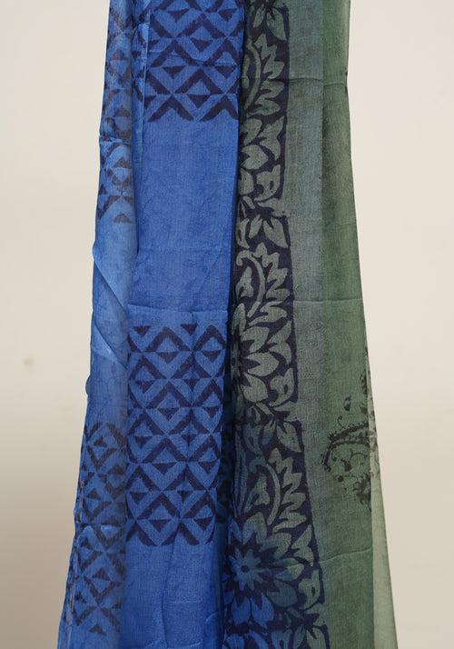 Teal Green and Cobalt Blue Unstitched Georgette Salwar Set