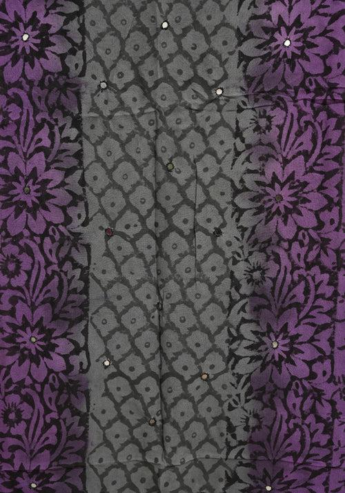 Purple and Grey Unstitched Georgette Salwar Set