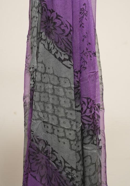 Purple and Grey Unstitched Georgette Salwar Set