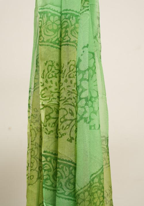 Green and Light Green Unstitched Georgette Salwar Set