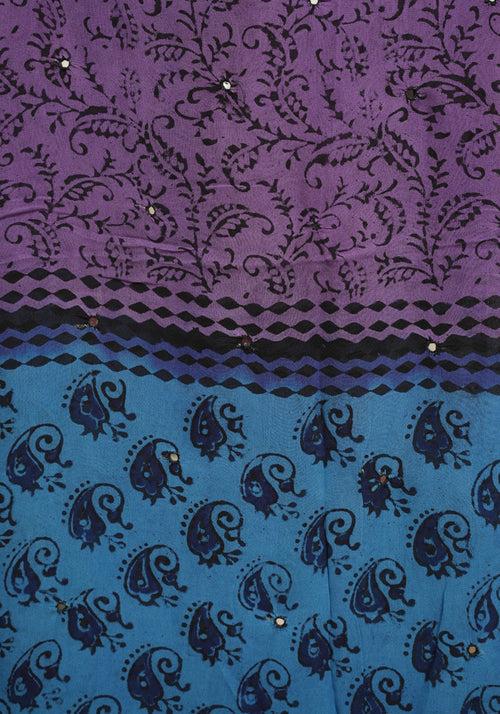 Electric Blue and Purple Unstitched Georgette Salwar Set