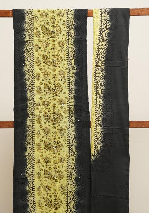 Black and Lemon Yellow Unstitched Georgette Salwar Set