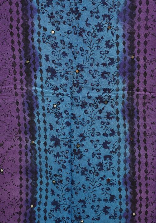 Purple and Electric Blue Unstitched Georgette Salwar Set