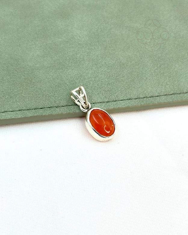 Light-Coded Carnelian Silver Pendant