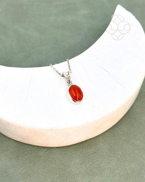 Light-Coded Carnelian Silver Pendant