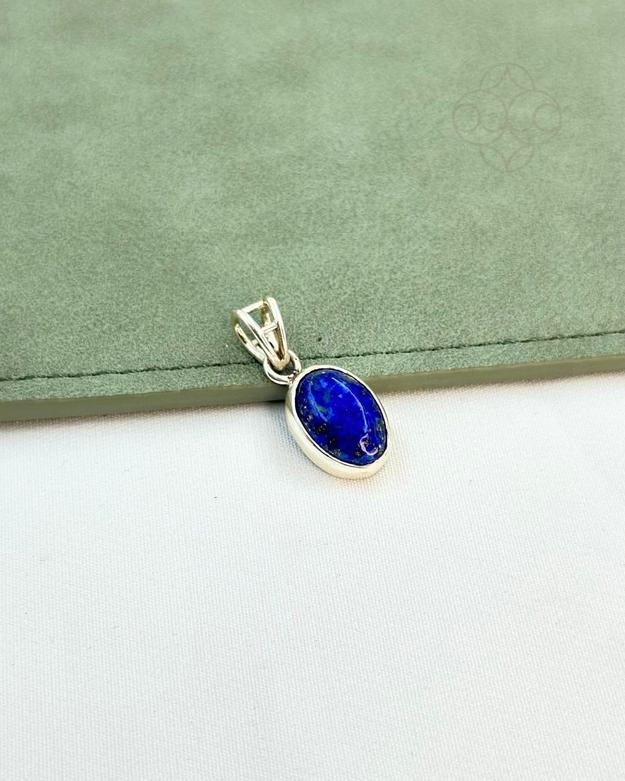 Light-Coded Lapis Lazuli Silver Pendant