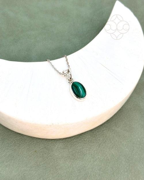 Light-Coded Malachite Silver Pendant