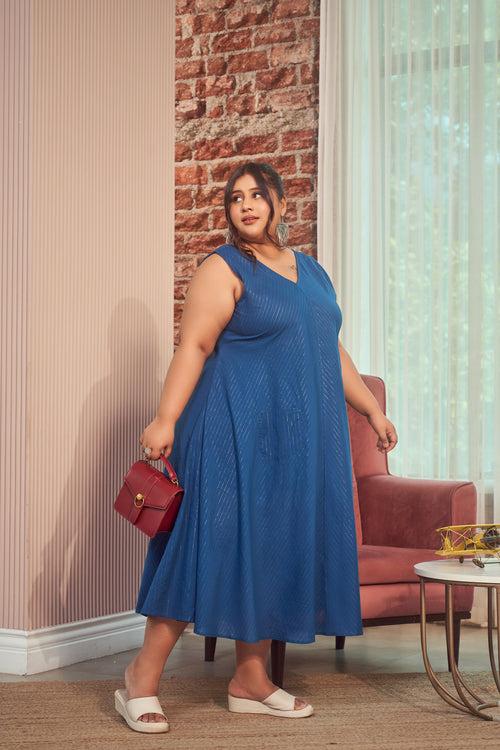 Cobalt Blue V-Neck Maxi Dress