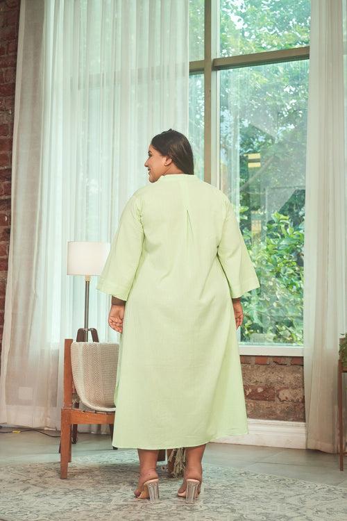 Mint Green Oversized Shirt Style Maxi Dress